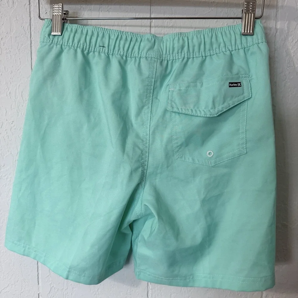Hurley Boys Green Glow Swim Trunks with liner Medium